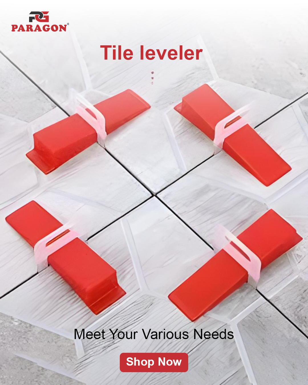 Paragon Tile Leveler — Tile Leveling System (Clips & Wedges) | Lippage Free Floors & Walls | 50 Piece / 100 Piece Packs<br>پیراگون ٹائل لیولر — ٹائل لیولنگ سسٹم (کلپس اور ویجز) | لیمپیج فری فرش و دیواریں | 50 پیس / 100 پیس پیک