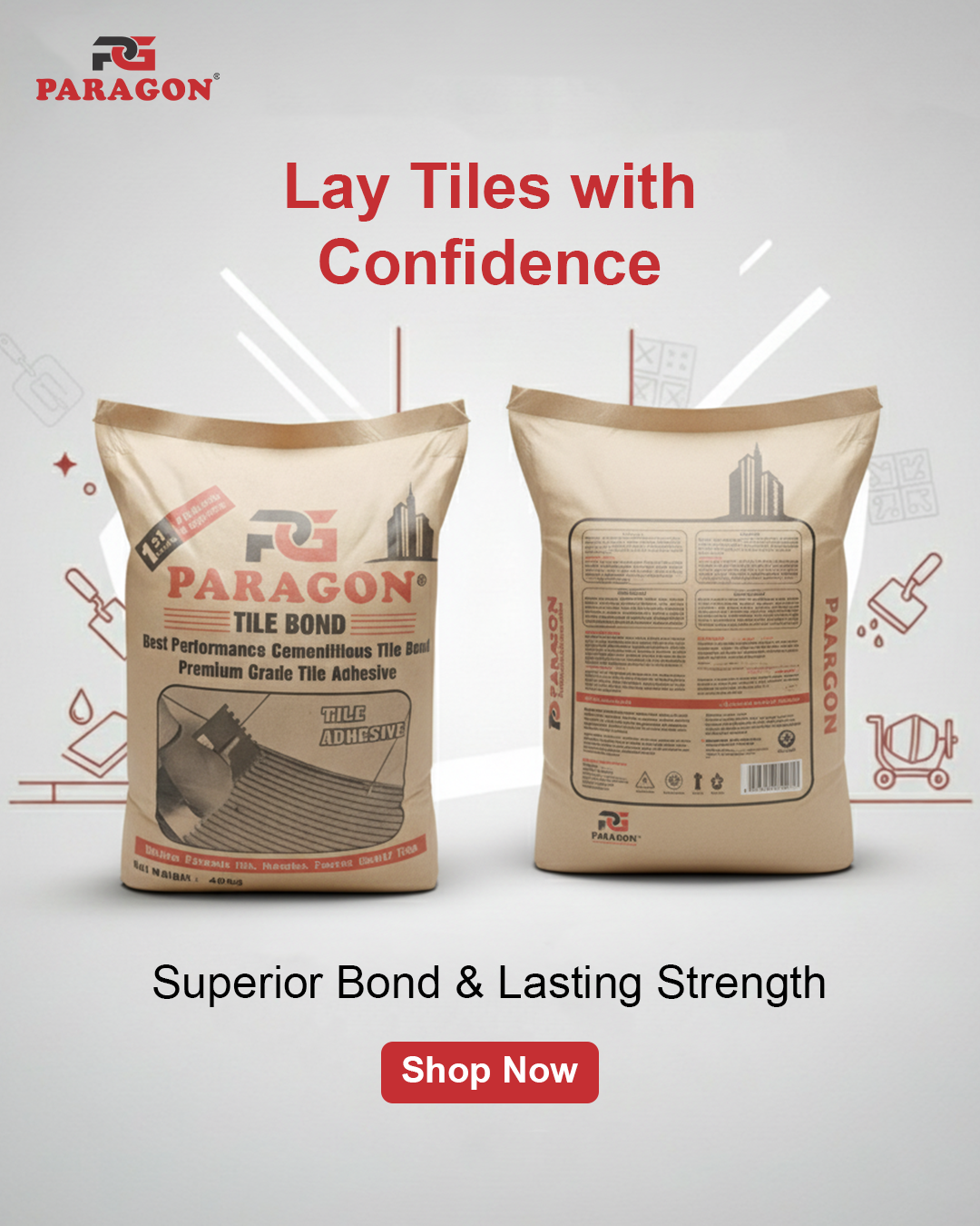 Paragon Tile Bond U 30 (German Standard) — Large Format & Façade Tile Adhesive | High Bond, Temperature Resistant<br>پیراگون ٹائل بونڈ U‑30 (جرمن اسٹینڈرڈ) — بڑی ٹائلز اور فساڈ کے لیے مضبوط ایڈہیسیو | ہائی بونڈ، ٹمپریچر ریزسٹنٹ