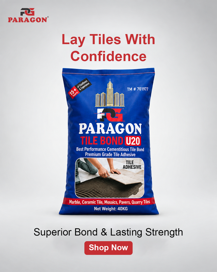 Paragon Tile Bond U 20 (German Standard) — Premium Cementitious Tile Adhesive for All Tile Types & Sizes پیراگون ٹائل بونڈ U 20 (جرمن اسٹینڈرڈ) — تمام اقسام اور ہر سائز کی ٹائلز کے لیے پریمیئم سیمنٹیشیس ٹائل ایڈہیسیو