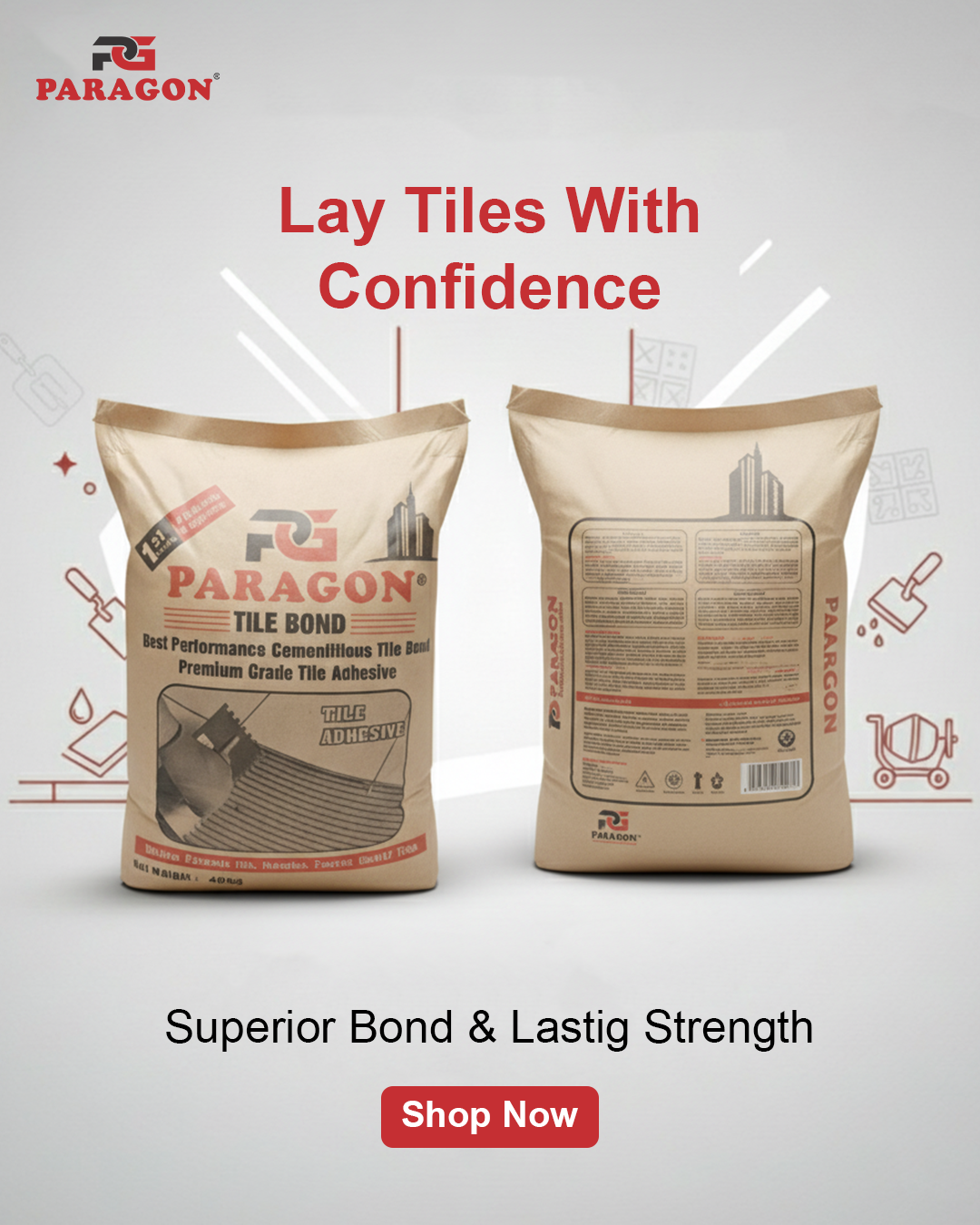 Paragon Tile Bond U 30 (German Standard) — Large Format & Façade Tile Adhesive | High Bond, Temperature Resistant پیراگون ٹائل بونڈ U 30 (جرمن اسٹینڈرڈ) — بڑی ٹائلز اور فَسادی/فرنٹ الیویشن کے لیے مضبوط ٹائل ایڈہیسیو | ہائی بونڈ, ٹمپریچر ریزسٹنٹ